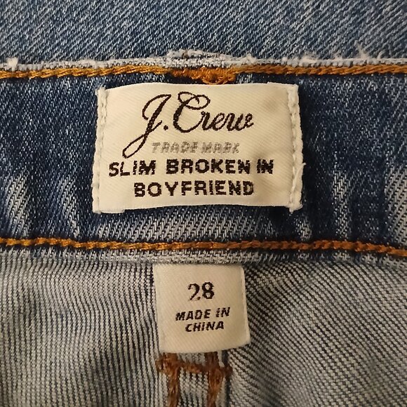 J Crew Jeans Size 28 Slim Broken In Boyfriend Blue Denim Distressed - Picture 7 of 10